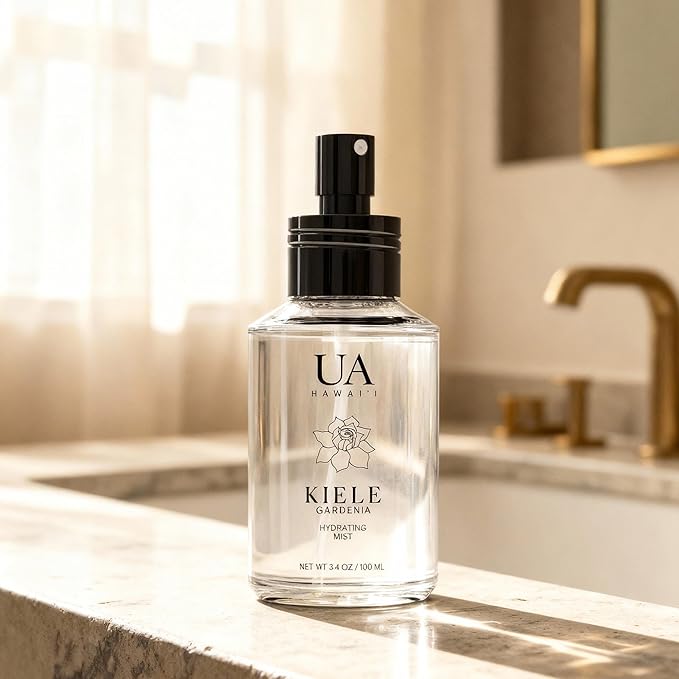 Kiele Gardenia Body and Hair Mist from Hawaii, Hair Perfume for a Light, Hydrating Refresh, Body Mist for Women and Men, Alcohol-Free, With Moisturizing Hyaluronic Acid & Glycerin, 3.4 oz