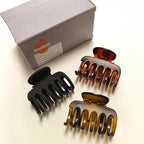 2.7 Inch Hair Claw Clips No Slip Matte Black & Leopard Unbreakable Claw Clips for Momen Thin and Medium Thick Hair, 3 Pack