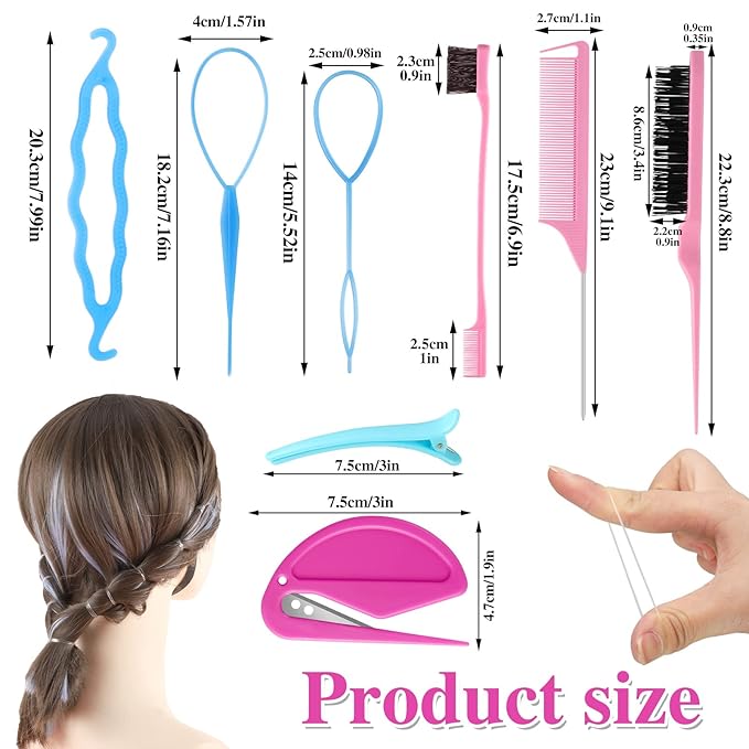 1000Pcs Elastic Clear Hair Bands, Rubber Band Cutter, Topsy Tail Styling Tools, Girls' Christmas Accessories Gift Set