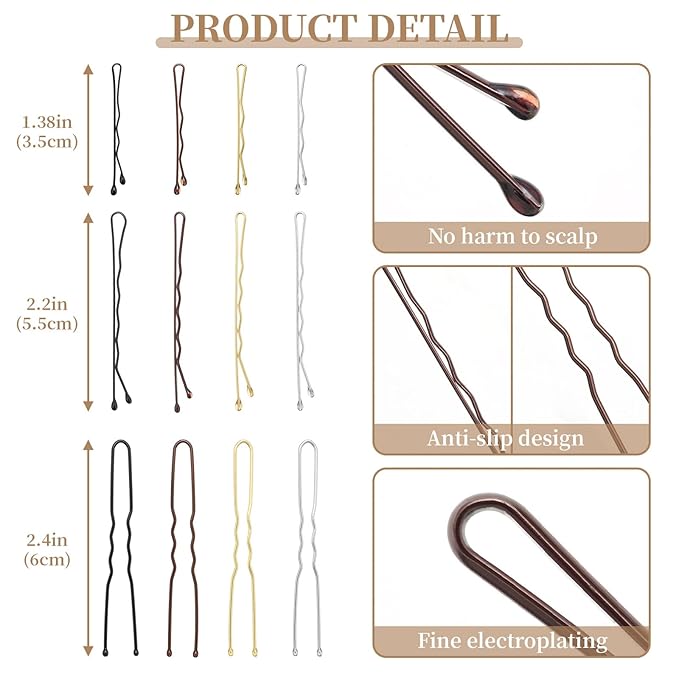 200 Pcs 2.4 Inch U-Shaped Bobby Pins Silver Metal Hair Pins Hair Accessories for Women Stylists Hair Sticks Girl