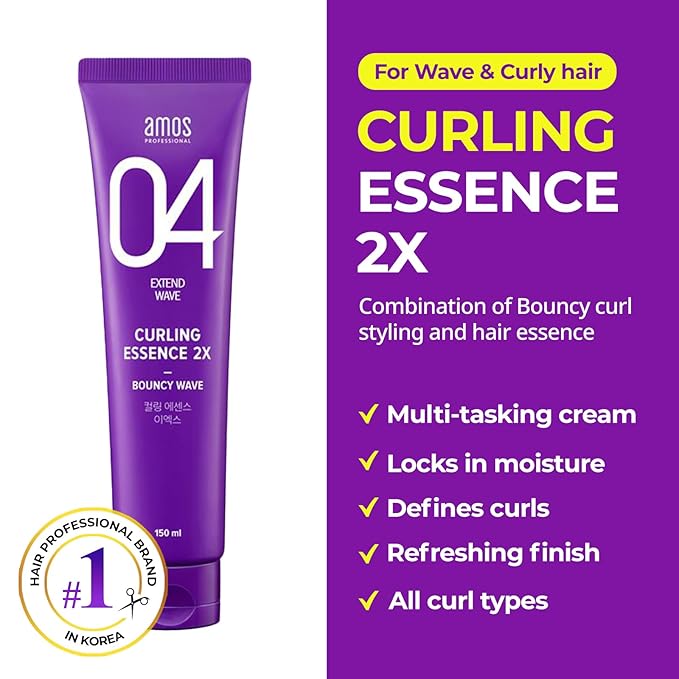 AMOS PROFESSIONAL Curl Defining Cream 5.1oz (150ml) | Hydrating Hair Serum for Moisturized Curls and Healthy Waves | Korean Curl Defining Cream with Citrus Green Floral Fragrance