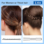 TsMADDTs Bobby Hair Pins Kit, 200PCS U Shaped Bobby Pins Black for Women, Ballet Buns with Box, 2.4IN and 2IN