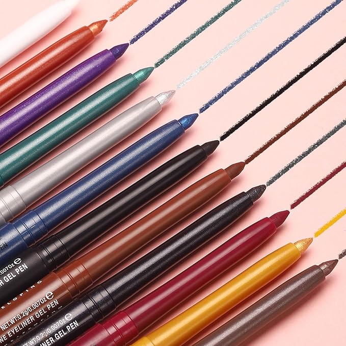 Green Eyeliner Pencil Waterproof Retractable Cream Green Gel Eyeliner Smudge-proof Hypoallergenic (04#)