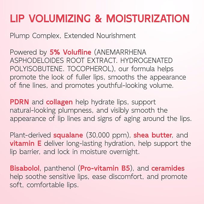 YouthVibe Lip Sleeping Mask Overnight Moisturizing - 5% Volufiline, Squalane, Shea Butter, PDRN & Collagen Hydrating Lip Mask for Dry, Flaky Lips, Pack of 2