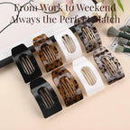 8 Pack Tortoiseshell Flat Hair Clips for Women – Large Neutral Matte No-Slip Rectangle Claw Clips for Thick & Thin Hair, Strong Hold Square Hair Accessories, Chic Neutral Leopard Pattern