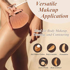 90MM Extra Large Self Tanner Kabuki Makeup Brush – GloréBrochas Ultra Soft Dense Vegan Bristles for Body Makeup, Bronzer & Foundation–Applies Tanning Mousse, Lotion & Self Tanner，Wet & Dry (Rose-Gold)