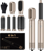 6 in 1 Blow Dryer Brush, Upgrade Hair Dryer Brush Set Negative Ion Air Styler Curling Wrap Air Curler, Hot Air Brush Curling Iron Hair Styling Tools As A Gift for Straight/Curl/Dry/Smooth
