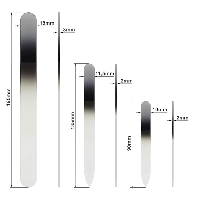 Mont Bleu Gift Set for Men of 3 Glass Nail Files in Pouch - Genuine Czech Tempered Glass - Handmade Gifts for Men - Premium Nail File Manicure & Pedicure Tools