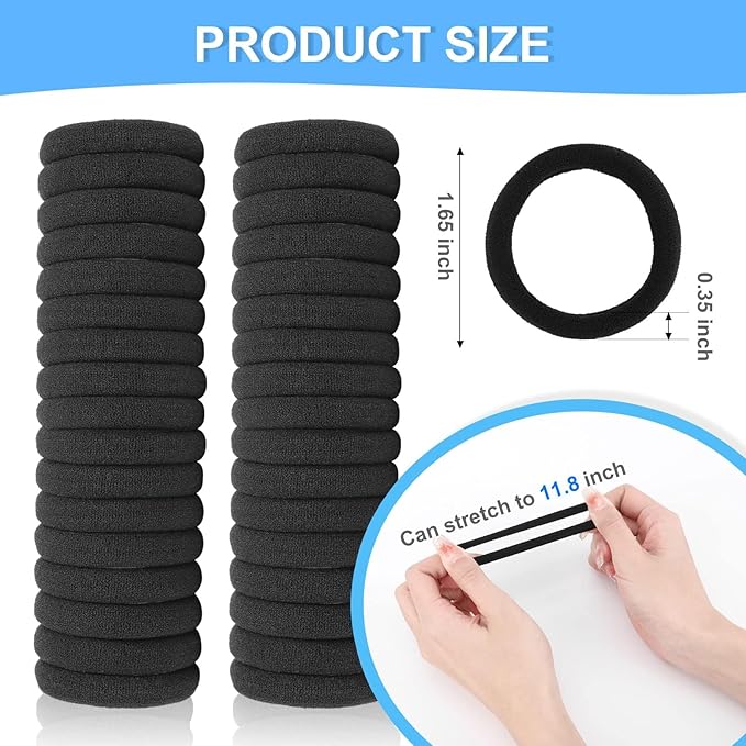 120PCS Black Hair Ties for Women, Seamless Soft Hair Bands Ponytail Holder, Elastics Hair Tie for Thick Thin Hair, No Damage Hairties Hair Accessories