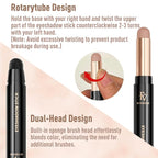 FV Long Lasting Cream Eyeshadow Stick, Waterproof & High Pigmented Eye Shadow Sticks Duo with Blending Sponge, Crease-Proof & Natural Finish Eyeshadow Pencil, Vanilla Matte