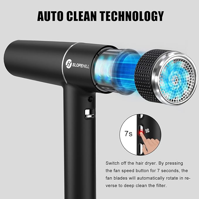 slopehill Hair Dryer with Unique Brushless Motor | Intelligent Fault Diagnosis | Innovative Microfilter | Oxy Active Technology | Led Display (Black)