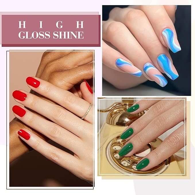 CANNI 6Pcs 9ml Gel Nail Polish Set- Pink Blue Red Deep Emerald Green Light Blue Gel Polish Kit Colors DIY at Home Salon Christmas New Year's Gifts for Girls