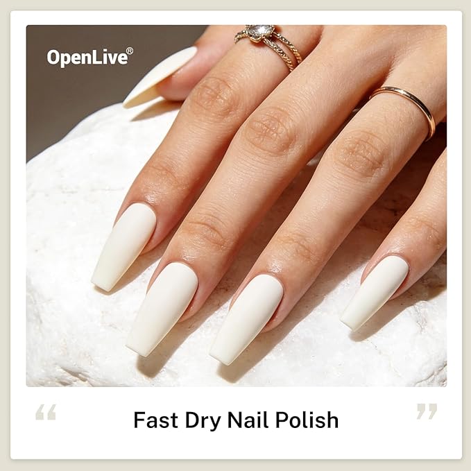 16.5ml Beige White Nail Polish Large Volume Quick Dry Nail Polish, Long Lasting Shine, Fingernail Toenail Nail Art DIY Home Travel Nail Art Gift