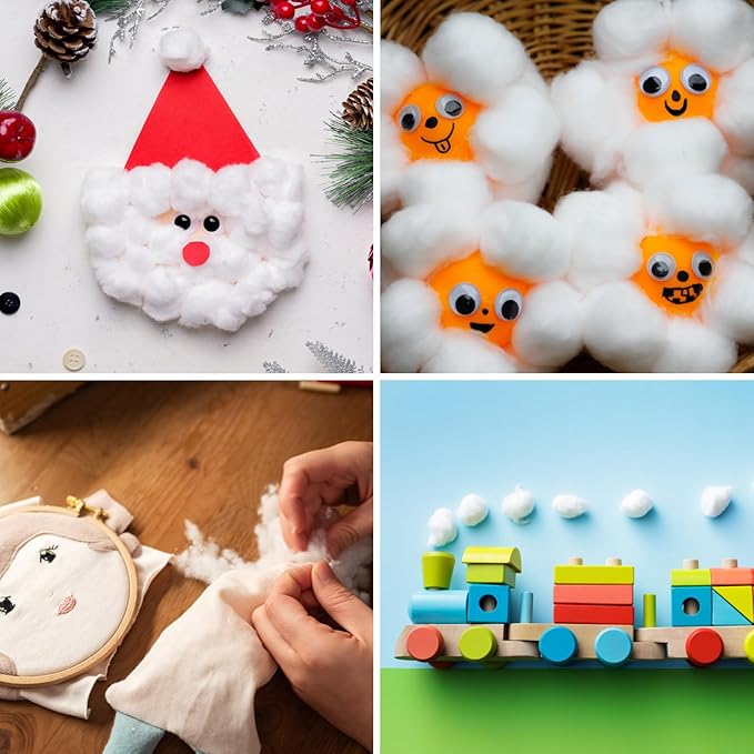 250 Count Cotton Balls, 100% Pure Organic Cotton, Soft & Super Absorbent, Includes 2 Cotton Ball Holders for Bathroom & Vanity, Perfect for Face Makeup Remover, Nail Polish Removal, Crafts, Pet Care