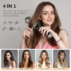 4 in 1 Travel Dual Voltage Hair Dryer Brush, Mini Auto Blow Dryer Brush in one, 2 Inch Hot Air Brush and Styler for Home & Salon, 3 Heat Settings with EU&UK Plug (Gold)