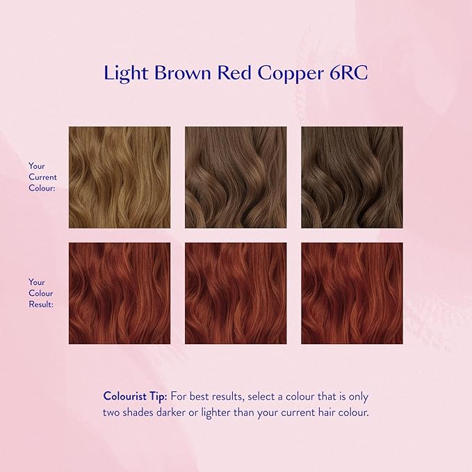 eSalon Permanent Hair Color & Hair Dye Complete Kit - Personal Colorist Kit for Up To 100% Gray Coverage for All Hair Types - Professional-Grade Ammonia-Free Hair Dye (Light Brown Red Copper 6RC)