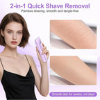 2025 New Bikini Trimmer for Women, 2 in 1 Dual Head Body Bikini Shaver, Ultra Low Silent, Painless & Cordless Hair Removal for Body , IPX7 Waterproof & Easy Cleaning for Shower & Travel (Purple)