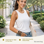 Boho Hair Ties, 20-Pack (4 Styles) Cute Elastic Bands for Thick or Thin Hair, No-Damage Stretch Bracelets, Brown Hair Accessories for Women & Girls (Desert Daydream)