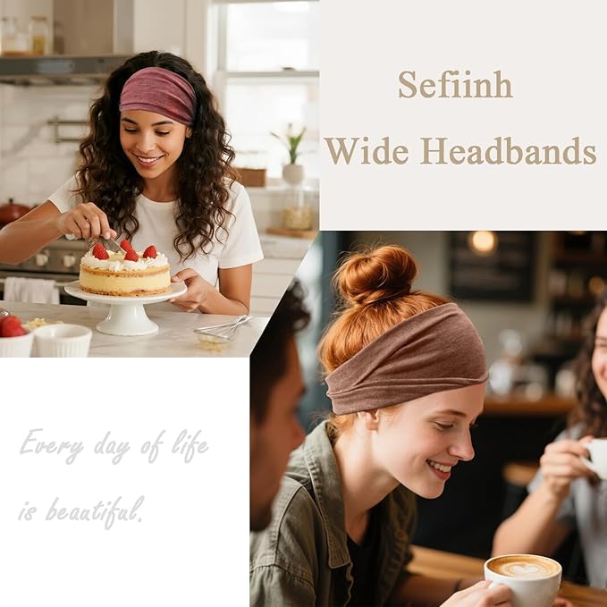 Headbands For Women Headband Elastic Soft Head Bands For Women's Hair Accessories Womens Fashion Yoga Fabric Hair Band 6 Pcs