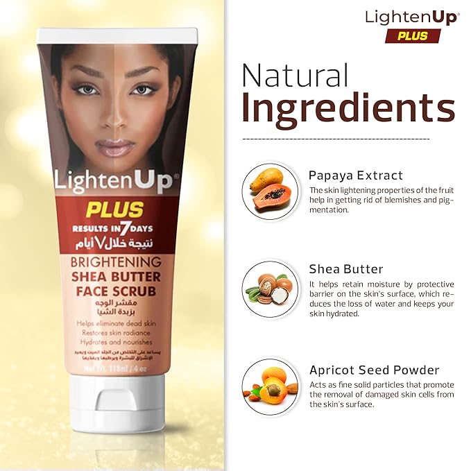 Omic LightenUp Lighten-Up Brightening Face Wash - 4 fl oz / 118 ml - Face Scrub Exfoliator, Natural Shower Gel, with Coconut Oil, Papaya, Shea Butter for All Skin Types