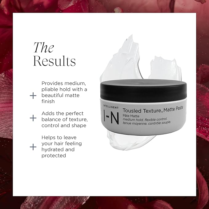 Intelligent Nutrients Tousled Texture Matte Paste – Natural, Medium Hold Hair Styling Paste for All Hair Types, Matte Finish, with Certified Organic Castor & Safflower Oils, Clean Beauty, 2 oz