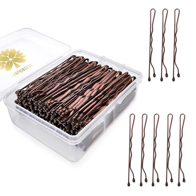100PCS 2.4Inch Bobby Pins Brown,Pain-Free Bobby Pins for All Hair Types,Hair Pins for Women Girls,Hairpins for Buns with Box(Brown)
