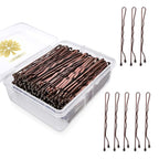 100PCS 2.4Inch Bobby Pins Brown,Pain-Free Bobby Pins for All Hair Types,Hair Pins for Women Girls,Hairpins for Buns with Box(Brown)