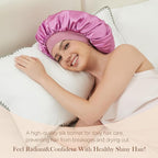 Silk Bonnet for Sleeping Women, Satin Hair Sleep Bonnets for Curly Hair Braids, Double Layer Large Wide Band Sleep Cap