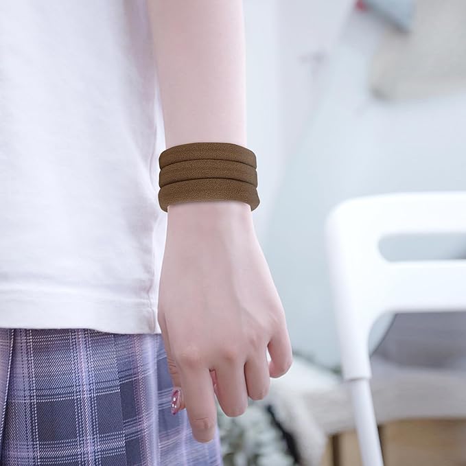 50PCS No Damage Hair Ties for Women, Cotton Elastic Hair Bands, Soft Ponytail Holders, Large Pony Tails Hair Ties, Brown, 2 Inch in Diameter, by Qarwayoc