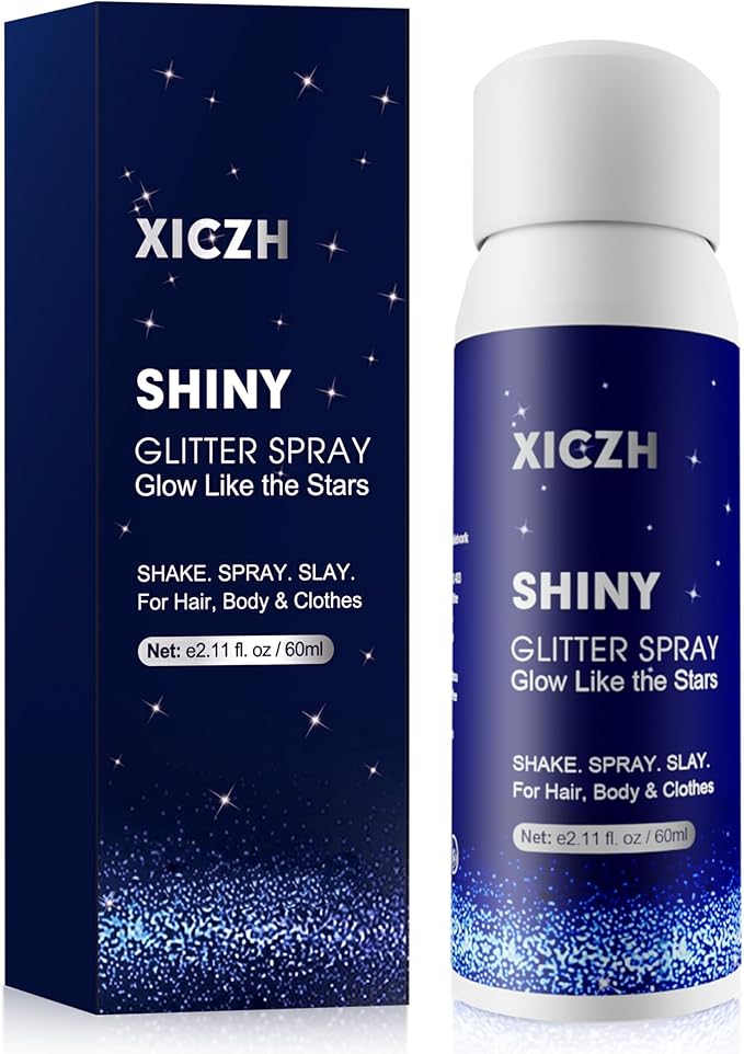 Body Glitter Spray, Glitter Spray for Hair Clothes and Body, Holographic Silver Glitter Hairspray for Grils – Festival, Rave, Prom, Stage, Nightclub, Cosplay Party Makeup 60ML