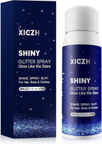 Body Glitter Spray, Glitter Spray for Hair Clothes and Body, Holographic Silver Glitter Hairspray for Grils – Festival, Rave, Prom, Stage, Nightclub, Cosplay Party Makeup 60ML