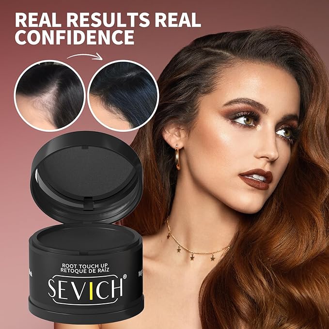 Sevich Hairline Powder - Root Touch Up Instantly Hair Color for Thinning Gray Coverage - Bald Spot Concealing Hair Powder for Women & Men - 48Hour Waterproof & Sweatproof - Auburn