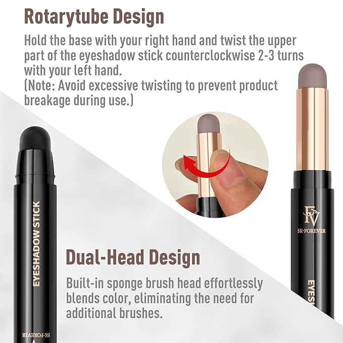 FV Matte Cream Eyeshadow Stick, Waterproof, Long-Lasting Cream Shadow, High Pigment Easy to Apply Eyeshadow Makeup, Stone Matte