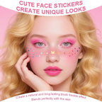 10Pcs Rainbow Face Makeup Patches, Glitter Freckles Face Tattoo for Teenagers & Young Women, Sparkle Freckles Waterproof Face Glitter Freckles for Christmas (10PcsI Blush)