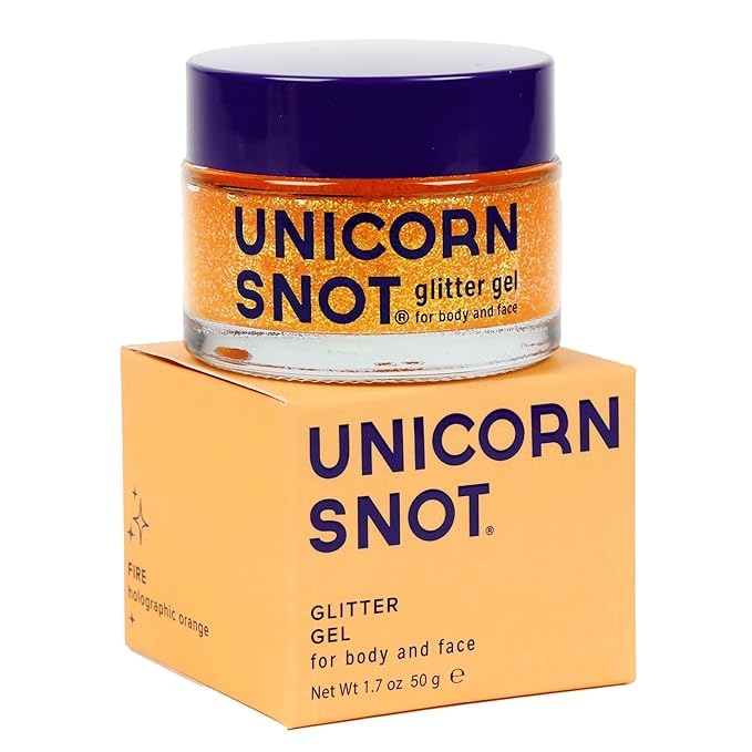 UNICORN SNOT Holographic Face Glitter & Body Glitter Gel | Holiday Glitter Makeup: Stocking Stuffers & Christmas Gift | Hair Glitter, Vegan & Cruelty-Free, 1.7 oz Orange Glitter (Fire)
