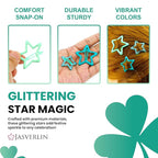 Green Star Hair Clips Accessories 36pcs, Y2K Cute Barrettes for Women Girls, Non-Slip Glitter Snap Hairclips Kawaii Assorted Styling