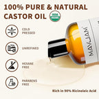 MAYJAM Organic Castor Oil 16 oz, 100% Pure Cold Pressed Castor Oils for Hair Growth, Eyebrows, Eyelash, USDA Certified Caster Carrier Oil for Body, Skin & Face Moisturizer