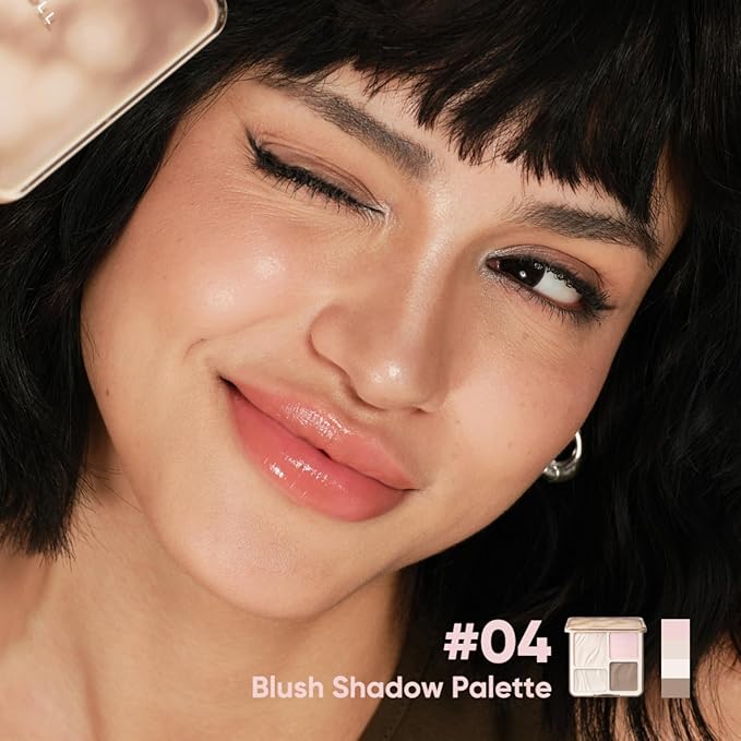 JUDYDOLL Highlight & Contour Palette, All-in-One Matte Highlighter Contour Compact, Blendable Face Makeup for Beginners, for All Skin Tones, Stocking Stuffers (04 Blush Shadow Palette)