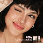 JUDYDOLL Highlight & Contour Palette, All-in-One Matte Highlighter Contour Compact, Blendable Face Makeup for Beginners, for All Skin Tones, Stocking Stuffers (04 Blush Shadow Palette)