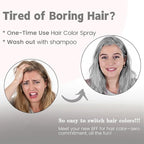 Gray Hair Spray Color Temporary, Silver Hair Color Spray 1-Day Hair Dye Colored for Kids Women Men, Grey Hair Wax Color Washable, Hair Paint Halloween Fast-Drying 4.06 Fl Oz