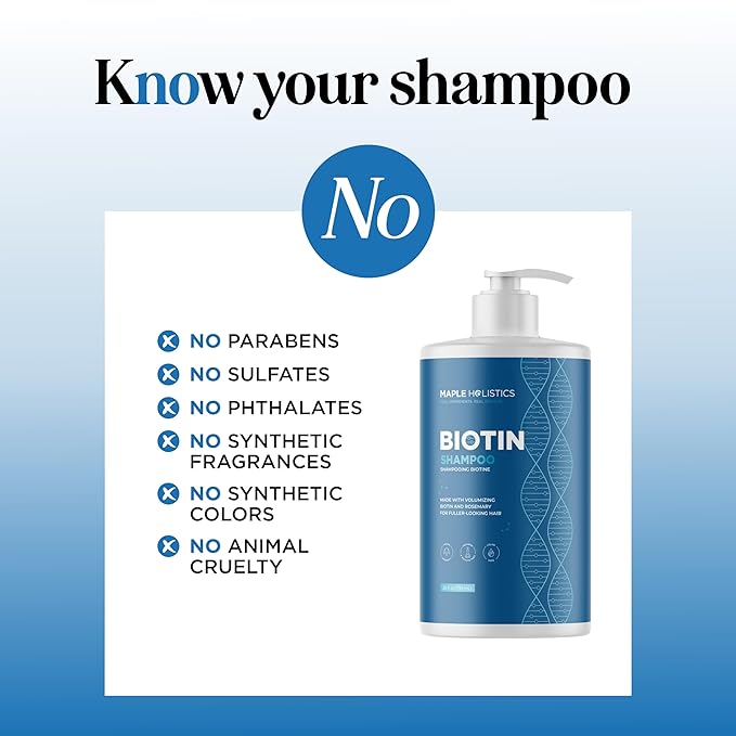 Rosemary and Biotin Shampoo for Thinning Hair - Vegan Volumizing Shampoo for Fine Hair with B Vitamins Argan Oil & Tea Tree Essential Oil - Paraben Silicone and Sulfate Free Vegan Formula (25 Fl Oz)
