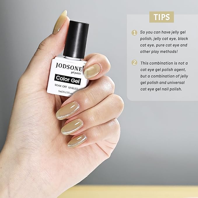 JODSONE 9 Green Colors Jelly Gel Nail Polish Set with Base Coat Top Coat Women's Holiday Gifts