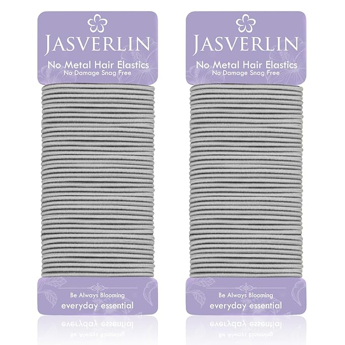 2MM Light Gray Hair Ties, No Slip Damage-free Hair Elastics Ponytail Holders for Women Girls Men, Rubber Bands Ties for Thin Fine Medium Thick Long Curly 80 Pieces