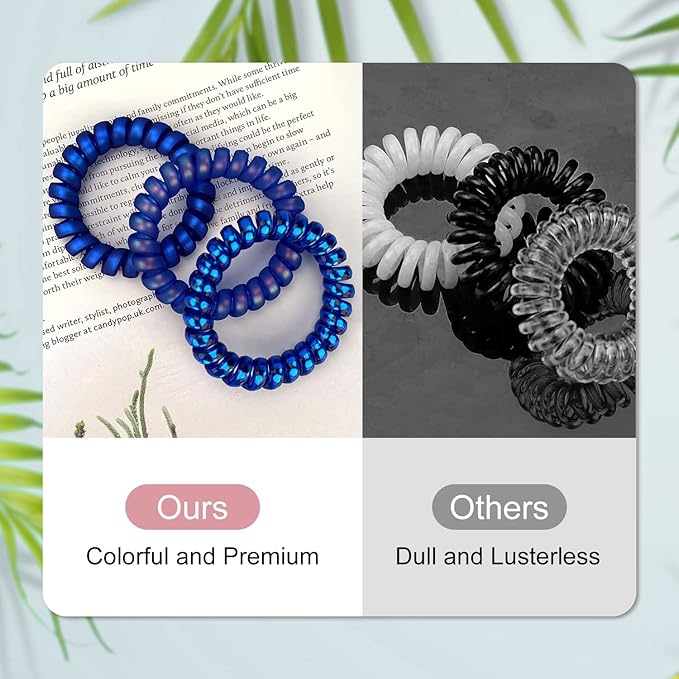 JessLab Spiral Hair Ties for Women, 10-Pack Traceless No-Damage Ponytail Holders, Coils Hair Bands for Girls, Assorted Colors