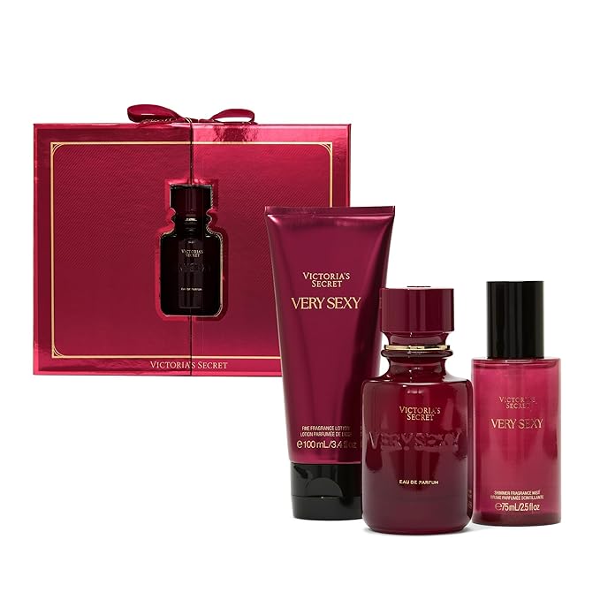 Victoria's Secret Very Sexy 3 Piece Luxe Fragrance Gift Set: 1.7 oz. Eau de Parfum, Travel Lotion & Shimmer Mist