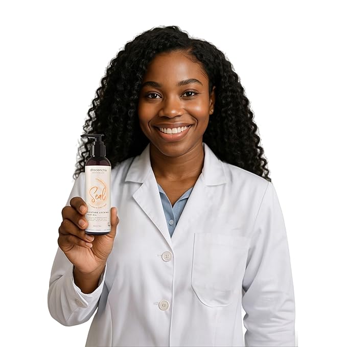 Afrocenchix Seal - Jojoba Oil for Afro and Curly Hair - Moisture Locking Pure and Natural Joba and Castor Oils for Shine, Growth, and Thicker Healthier Hair - Organic Vegan Formula - 200ml (7oz)