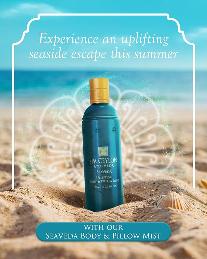 SPA CEYLON SeaVeda Uplifting Body & Pillow Mist – Aromatherapy Stress Relief Pillow Mist, Natural Body Mist & Room Spray with Marine Therapy & Ayurveda, 100ml