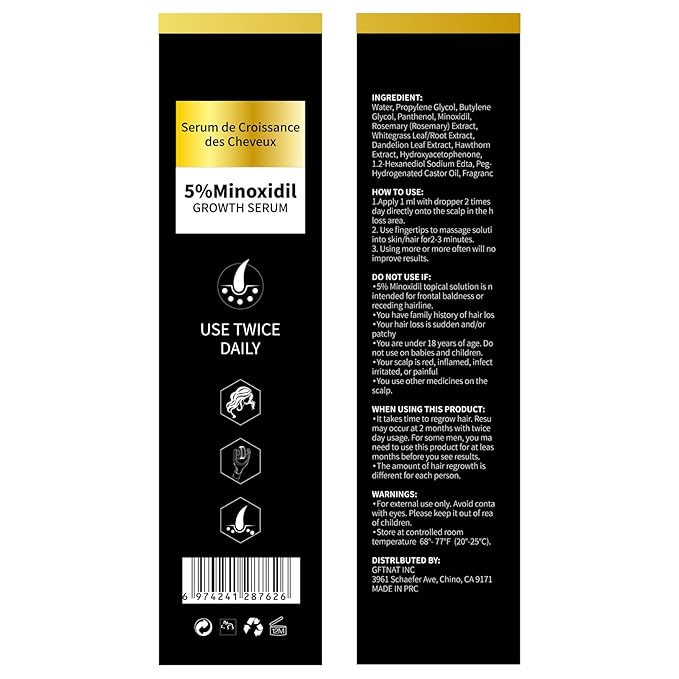 5% Minoxidil Spray for Men and Women Hair Loss Solution with Biotin and Rosemary Hair Growth Serum (Glass Bottle), Extra Strength 5 Percent Minoxidil for Thicker Fuller Hair Regrowth Treatments