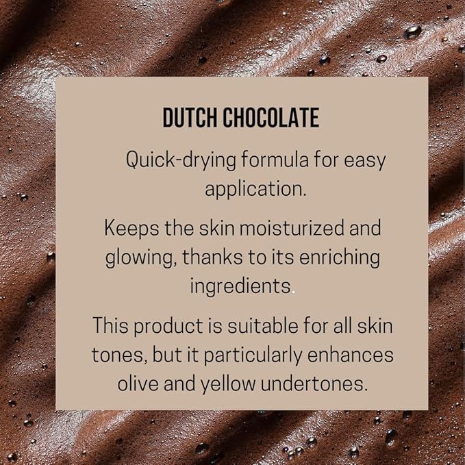 Dutch Chocolate Deluxe Self Tanner Mousse – | Violet Base to Neutralize Orange Undertones | Natural Rich Brown Tan | Vegan & Cruelty-Free | Fast Dry | Hydrating with Hyaluronic Acid