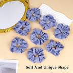 Satin Scrunchies for Women – 8PCS Blue Silk Hair Ties – No Crease, Frizz-Free, Gentle Elastic Hair Bands for Thick & Thin Hair, Soft & Stylish Hair Accessories Gifts